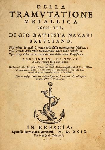 Della tramutatione metallica sogni tre
