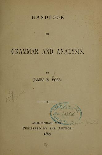 Handbook of grammar and analysis