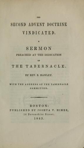 The Second Advent doctrine vindicated