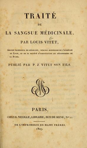 Traité de la sangsue médicinale