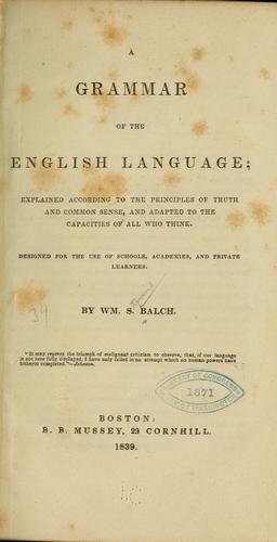 A grammar of the English language