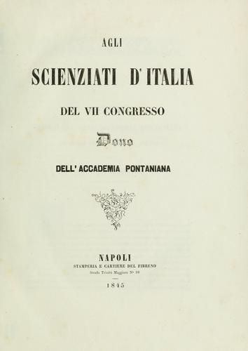 Agli scienziati d'Italia del VII Congresso