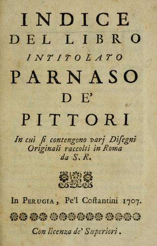 Indice del libro intitolato Parnaso de' pittori
