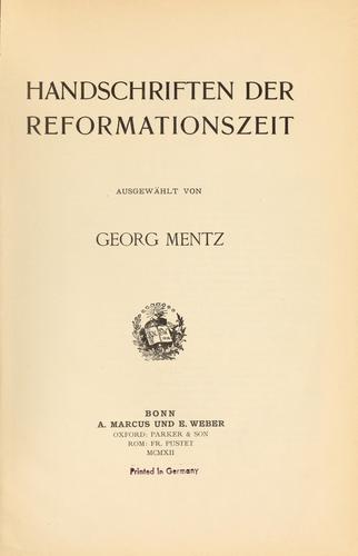 Handschriften der Reformationszeit