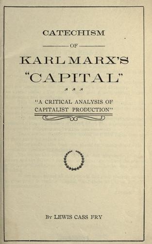 Catechism of Karl Marx's "Capital"