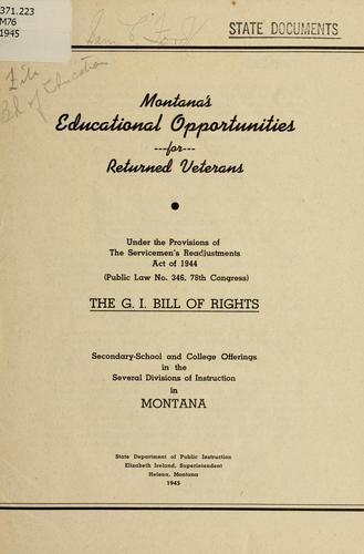 Montana's educational opportunities for returned veterans
