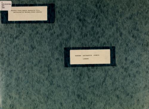 Montana state agency authority file