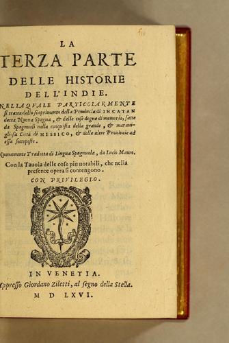 La terza parte delle Historie dell'Indie