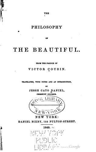 The philosophy of the beautiful ...