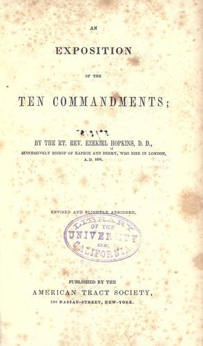 An exposition of the Ten Commandments