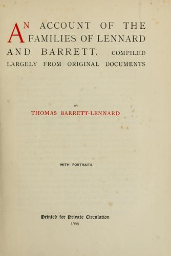 An account of the families of Lennard and Barrett