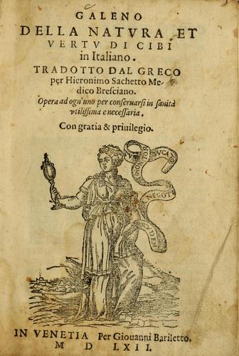 Galeno Della natura et vertu di cibi in italiano