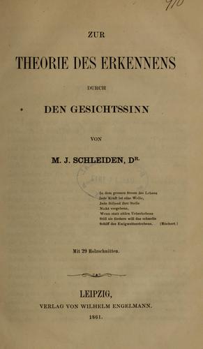 Zur Theorie des Erkennens durch den Gesichtssinn