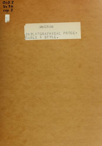Bibliographical procedures & style