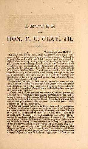 Letter from Hon. C. C. Clay, Jr