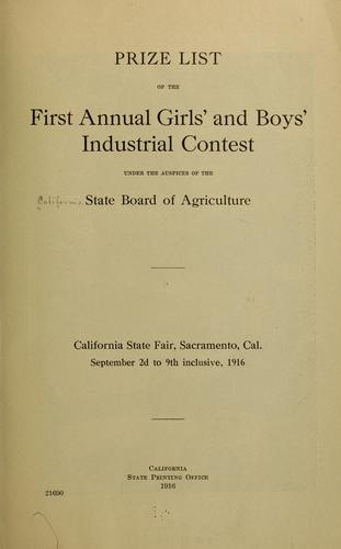Price list of the first annual girls' and boys' industrial contest under...State board of agriculture...