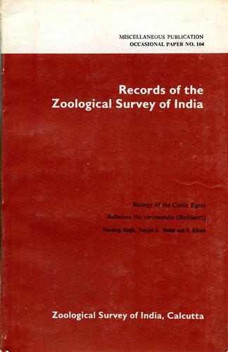 Biology of the cattle egret, Bubulcus Ibis Coromandus (Boddaert)