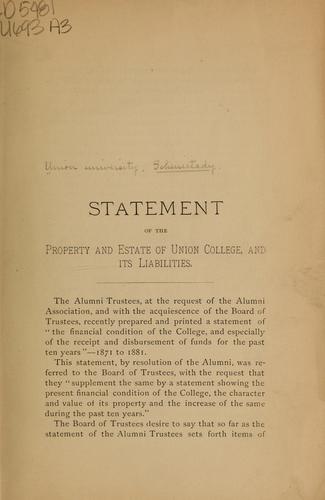 Statement of the property and estate of Union College, and its liabilities