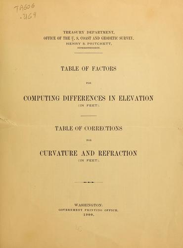Table of factors for computing differences in elevation (in feet)