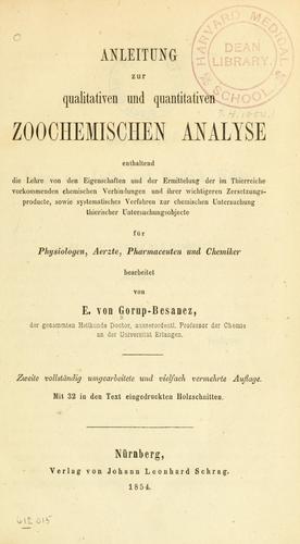 Anleitung zur qualitativen und quantitativen zoochemischen analyse