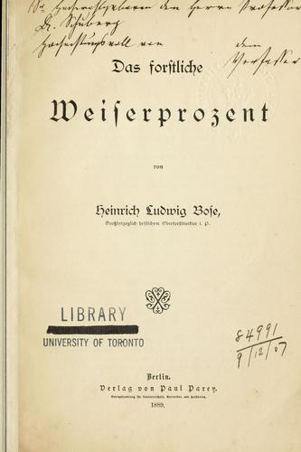 Das forstliche Weiserprozent