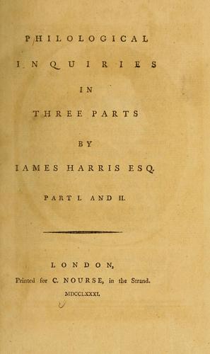 Philological inquiries in three parts