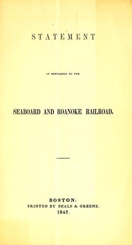 Statement in reference to the Seaboard and Roanoke Railroad