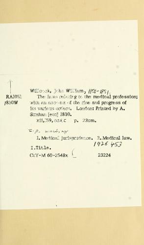 The laws relating to the medical profession
