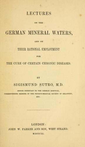 Lectures on the German mineral waters