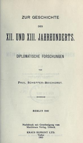 Zur Geschichte des XII. und XIII. Jahrhunderts