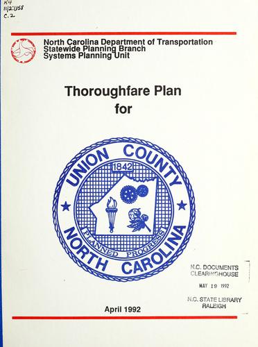 Thoroughfare plan for Union County, North Carolina