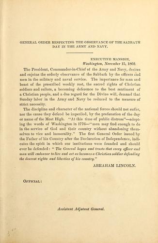 General order respecting the observance of the Sabbath day in the Army and Navy