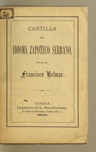 Cartilla del idioma zapoteco serrano