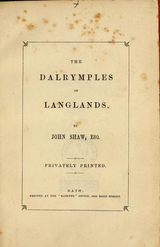 The Dalrymples of Langlands