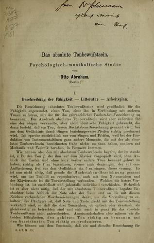 Das absolute Tonbewusstsein