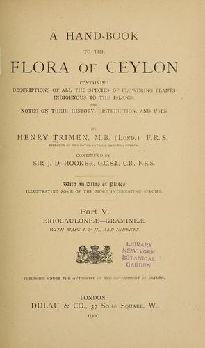 A hand-book to the flora of Ceylon