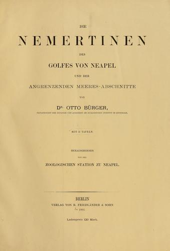 Die Nemertinen des Golfes von Neapel