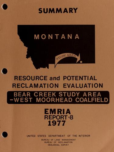 Bear Creek study area, West Moorhead coalfield