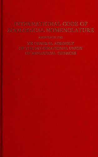 International code of zoological nomenclature =
