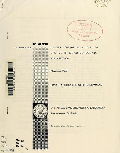 Crystallographic studies of sea ice in McMurdo Sound, Antarctica