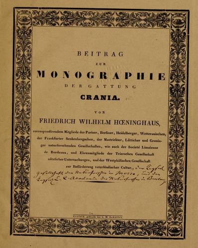 Beitrag zur Monographie der Gattung Crania