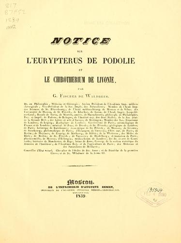Notice sur l'Eurypterus de Podolie et le chirotherium de Livonie