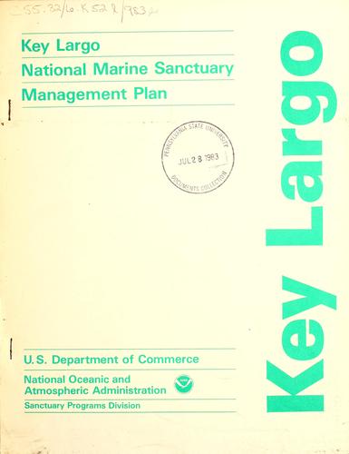 Key Largo national marine sanctuary management plan