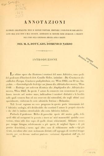 Annotazioni illustranti cinquantaquattro specie di Crostacei podottalmi, endottalmi e succhiatori del mare Adriatico
