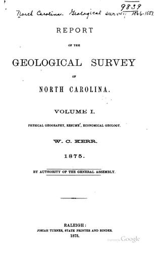 Report of the Geological Survey of North Carolina