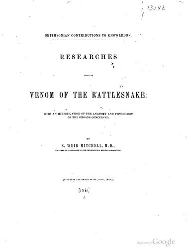 Researches upon the venom of the rattlesnake