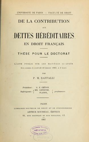 De la contribution aux dettes héréditaires en droit français