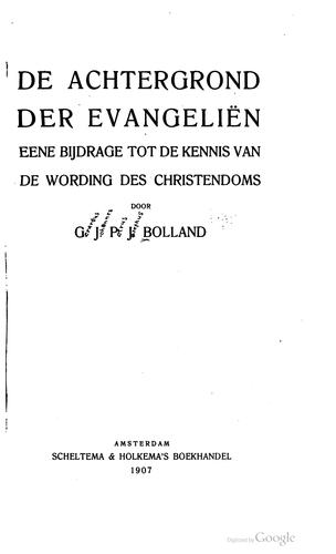 De achtergrond der Evangeliën