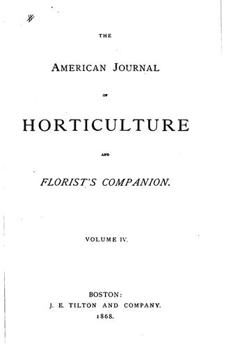 The American Journal of Horticulture and Florist's Companion