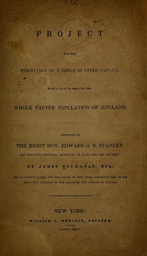 Project for the formation of a depot in Upper Canada